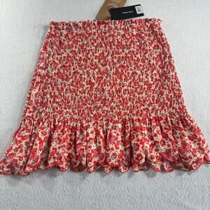 NWT Nordstrom Vero Moda NICA Red Cherry Tomato Floral Skirt Sz Small High Waist
